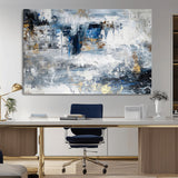 59716-MGV-CV-36X24-Abstract Blue and Gold Wall Art – Modern Textured Canvas Print, Contemporary Painting for Living Room, Bedroom, or Office Decor