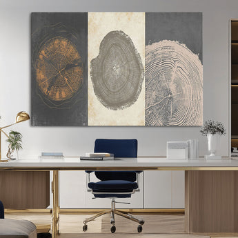 80725-MGV-CV-36X24-Wood Tree Rings Wall Art Canvas Print, Framed Tree Rings Art Picture Print, Abstract Tree Rings Perfect Modern Boho Decor Artwork