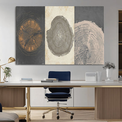 80725-MGV-CV-36X24-Wood Tree Rings Wall Art Canvas Print, Framed Tree Rings Art Picture Print, Abstract Tree Rings Perfect Modern Boho Decor Artwork