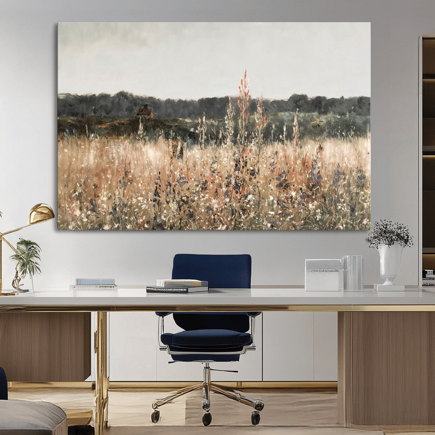 46308-MGV-CV-36X24-Wildflower Field Wall Art – Rustic Meadow Landscape Canvas Print, Country Nature Decor for Living Room, Bedroom or Farmhouse