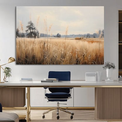 38193-MGV-CV-36X24-Golden Meadow Wall Art – Serene Grassland Landscape Canvas Print, Rustic Nature Decor for Bedroom, Living Room or Farmhouse