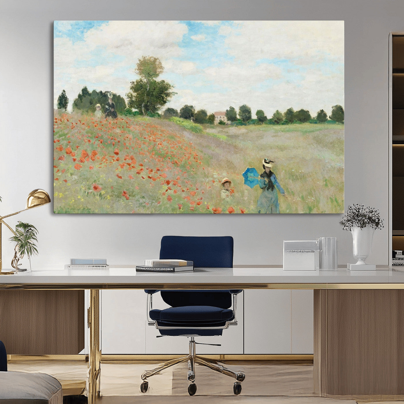 74890-MGV-CV-36X24-Monet Poppy Field Wall Art – Impressionist Landscape Canvas Print, Classic French Artwork for Living Room, Bedroom or Office Decor