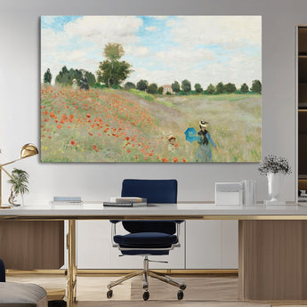 74890-MGV-CV-36X24-Monet Poppy Field Wall Art – Impressionist Landscape Canvas Print, Classic French Artwork for Living Room, Bedroom or Office Decor