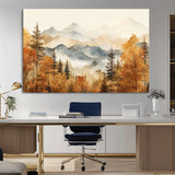 72950-MGV-CV-36X24-Autumn Mountain Forest Wall Art – Golden Fall Landscape Canvas Print, Nature-Inspired Home Decor for Living Room, Bedroom or
