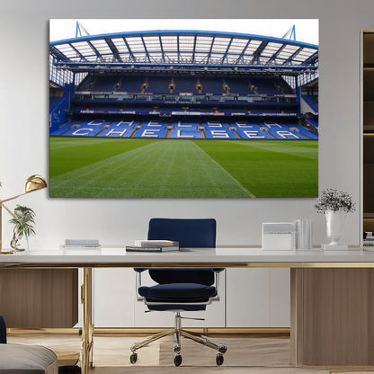 59508-MGV-CV-36X24-Chelsea Stadium Wall Art – Stamford Bridge Football Arena Canvas Print, Iconic Soccer Artwork for Living Room, Office, Game Room