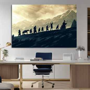 41574-MGV-CV-36X24-Fellowship Journey Wall Art – Epic Fantasy Adventure Canvas Print, Mountain Landscape Decor for Living Room, Office or Man Cave