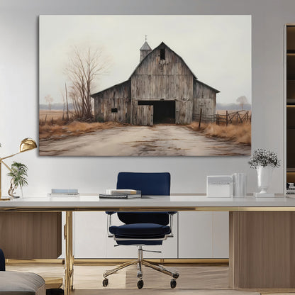 11602-MGV-CV-36X24-Old Barn Wall Art Canvas Print, Framed Rustic Barn Art Picture Print, Old Farmhouse Perfect Rustic Farmhouse Decor Artwork
