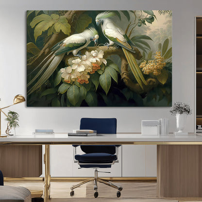 84047-MGV-CV-36X24-Tropical Birds Wall Art – Elegant Botanical Canvas Print, Exotic Nature Decor for Living Room, Bedroom or Office