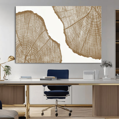 99692-MGV-CV-36X24-Tree Ring Linocut Wall Art Canvas Print, Framed Wood Cut Art Picture Print, Tree Rings Perfect Minimalist Rustic Decor Artwork