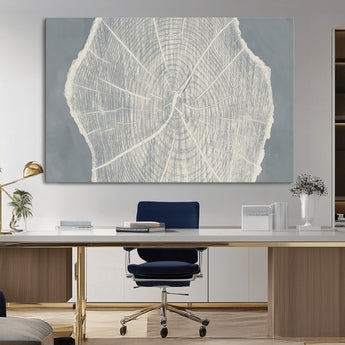 25547-MGV-CV-36X24-Tree Ring Wall Art Canvas Print, Framed Linocut Tree Ring Art Picture Print, Wood Texture Perfect Minimalist Farmhouse Decor