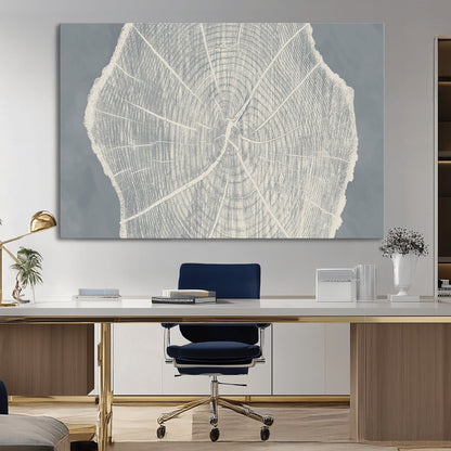 25547-MGV-CV-36X24-Tree Ring Wall Art Canvas Print, Framed Linocut Tree Ring Art Picture Print, Wood Texture Perfect Minimalist Farmhouse Decor