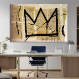 37215-MGV-CV-36X24-Abstract Crown Wall Art – Urban Graffiti Style Canvas Print Modern Street Art Design, Bold Contemporary Decor for Living Room,