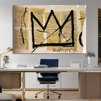 37215-MGV-CV-36X24-Abstract Crown Wall Art – Urban Graffiti Style Canvas Print Modern Street Art Design, Bold Contemporary Decor for Living Room,