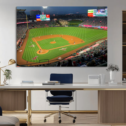 93707-MGV-CV-36X24-Los Angeles Stadium Wall Art Canvas Print, Framed Angel Stadium Field Art Picture Print, Anaheim Stadium Perfect Sports Room Decor