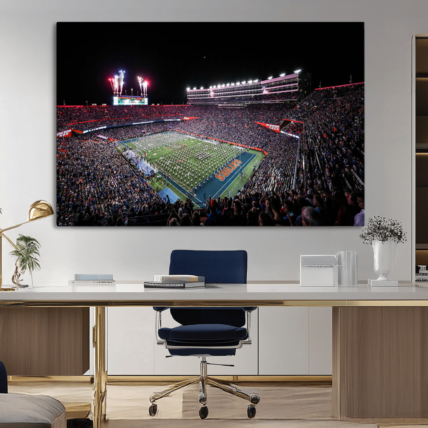 46899-MGV-CV-36X24-Ben Hill Griffin Stadium Wall Art Canvas Print, Framed Football Stadium Art Picture Print, Florida Football Stadium Perfect Sport