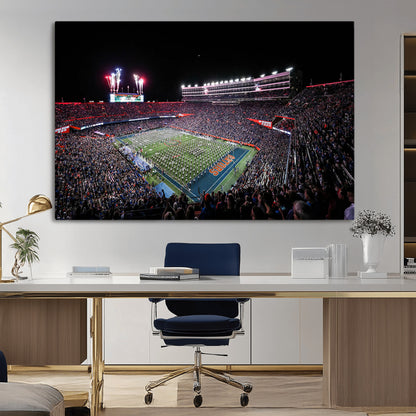46899-MGV-CV-36X24-Ben Hill Griffin Stadium Wall Art Canvas Print, Framed Football Stadium Art Picture Print, Florida Football Stadium Perfect Sport