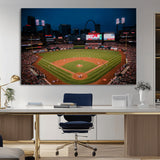 38612-MGV-CV-36X24-Busch Stadium Wall Art Canvas Print, Framed Missouri Stadium Art Picture Print, Busch Stadium Field Perfect Sports Room Decor