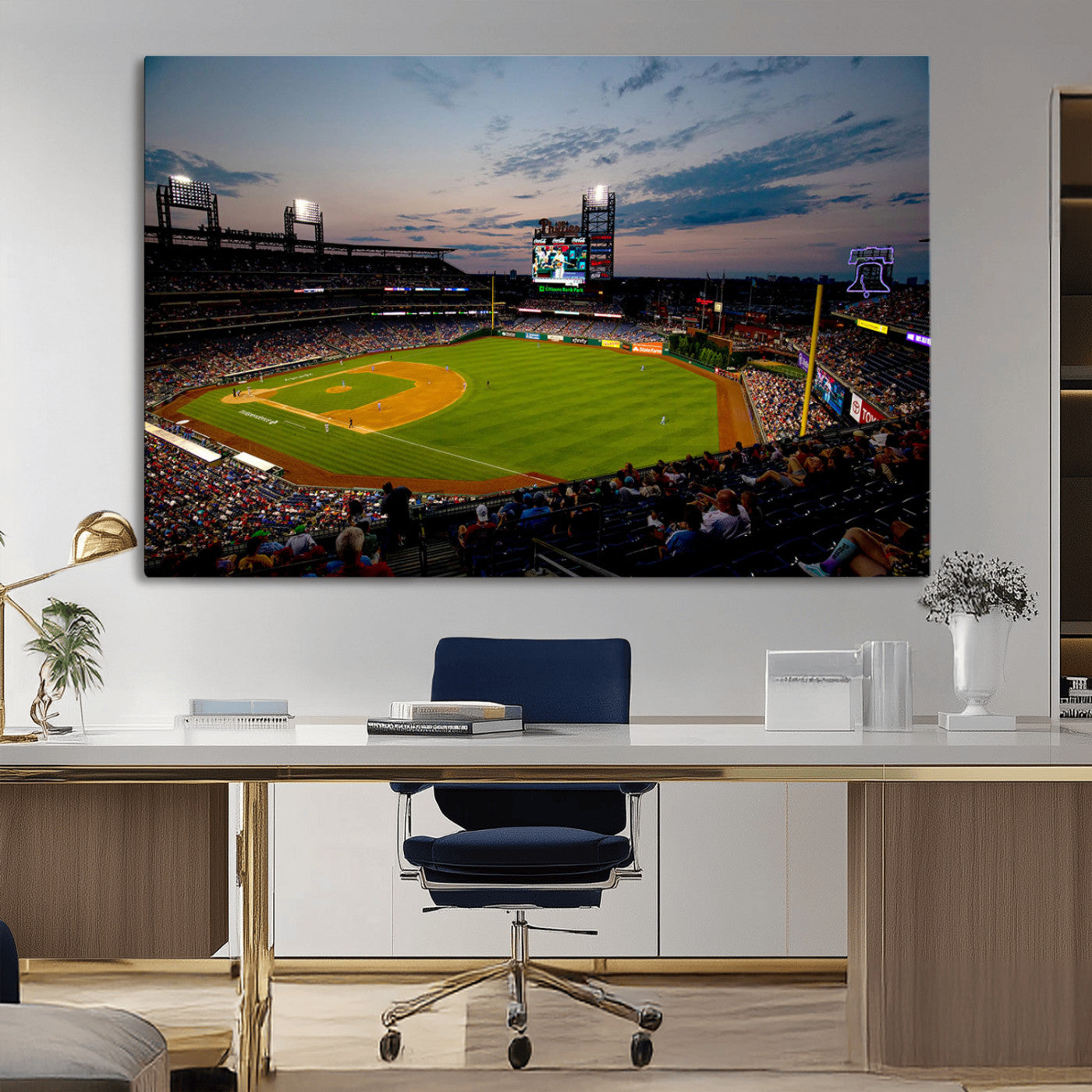 17415-MGV-CV-36X24-Philadelphia Phillies Stadium Wall Art Canvas Print, Framed Citizens Bank Park Art Picture Print, Phillies Stadium Field Perfect