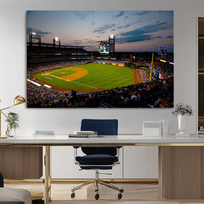 17415-MGV-CV-36X24-Philadelphia Phillies Stadium Wall Art Canvas Print, Framed Citizens Bank Park Art Picture Print, Phillies Stadium Field Perfect