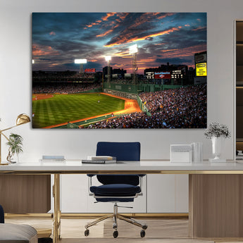 66781-MGV-CV-36X24-Baseball Stadium Wall Art – Canvas Print Evening Game Field Packed Crowd Sunset Sky Sports Photography, Dynamic Decor for Game