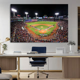 47365-MGV-CV-36X24-Fenway Park Stadium Wall Art Canvas Print, Framed Boston Baseball Stadium Art Picture Print, MLB Stadium Field Perfect Sport Room