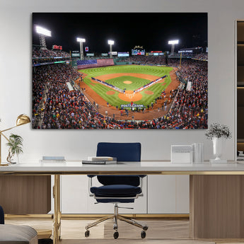 47365-MGV-CV-36X24-Fenway Park Stadium Wall Art Canvas Print, Framed Boston Baseball Stadium Art Picture Print, MLB Stadium Field Perfect Sport Room