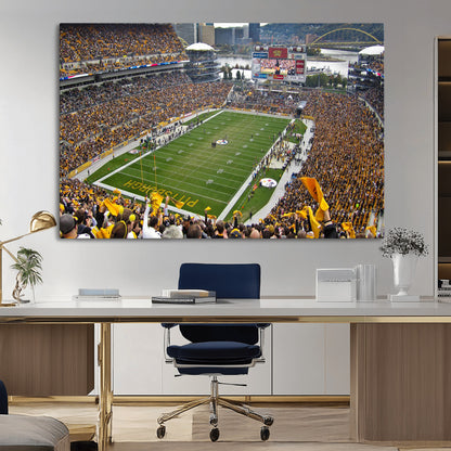 51419-MGV-CV-36X24-Heinz Field Wall Art Canvas Print, Framed Pittsburgh Stadium Field Art Picture Print, Heinz Stadium Field Perfect Sports Room