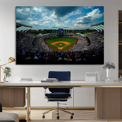 37127-MGV-CV-36X24-Kauffman Stadium Wall Art Canvas Print, Framed Kansas City Royals Field Art Picture Print, Baseball Stadium Perfect Sport Room