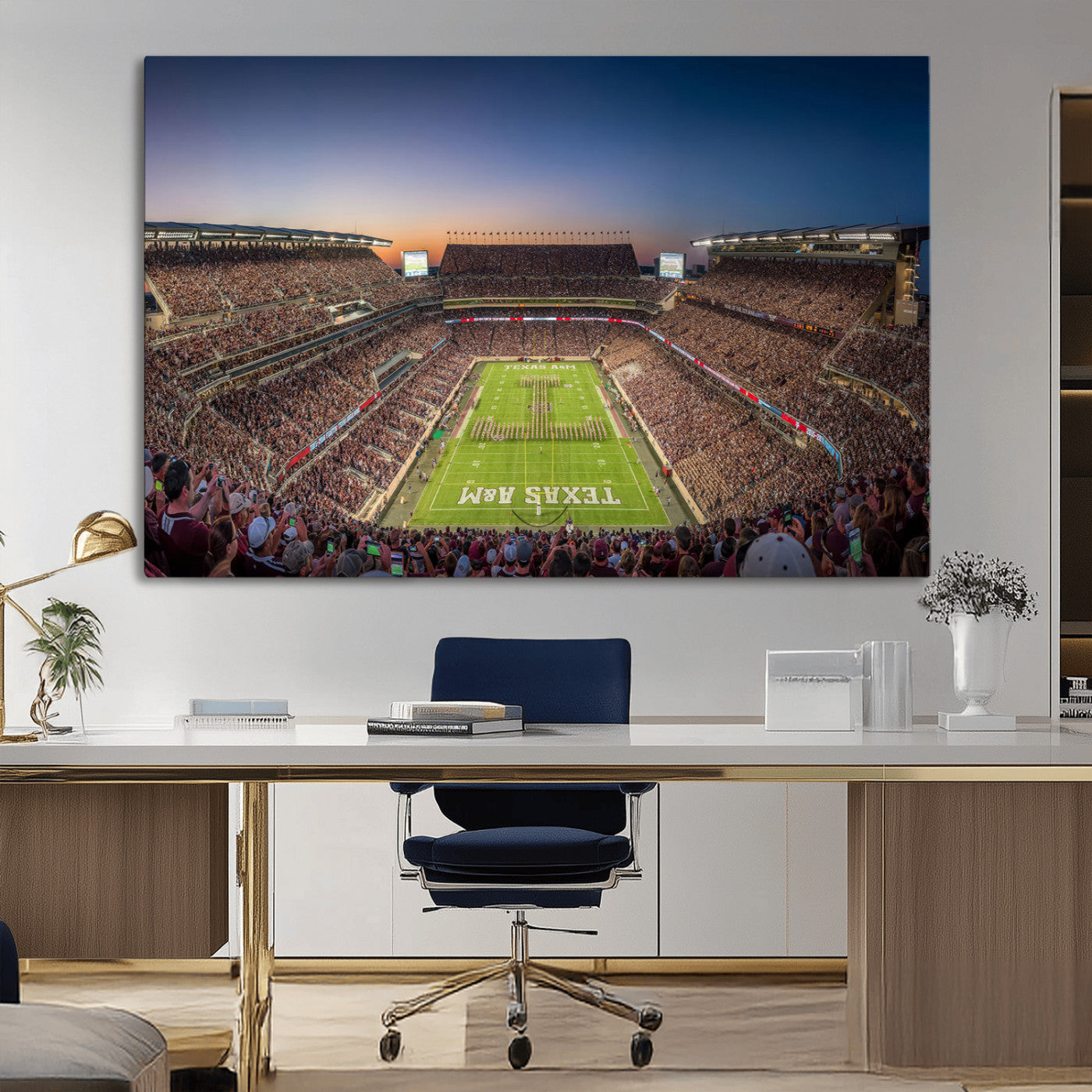 17421-MGV-CV-36X24-Kyle Field Wall Art Canvas Print, Framed Texas Stadium Art Picture Print, Kyle Field Stadium Perfect Sport Room Decor Artwork