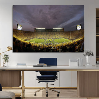 72404-MGV-CV-36X24-Michigan Wolverine Stadium Wall Art Canvas Print, Framed Michigan Stadium Art Picture Print, Football Stadium Perfect Sport Room