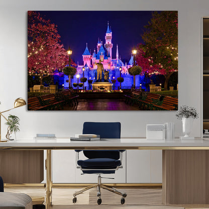79435-MGV-CV-36X24-Disney Castle Wall Art Canvas Print, Framed Magic Kingdom Art Picture Print, Disney World Perfect Child Room Decor Artwork