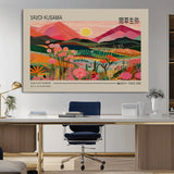 18304-MGV-CV-36X24-Sunset Mountain Landscape Wall Art – Panoramic Abstract Nature Canvas Print, Vibrant Wall Decor for Living Room, Bedroom, Office,