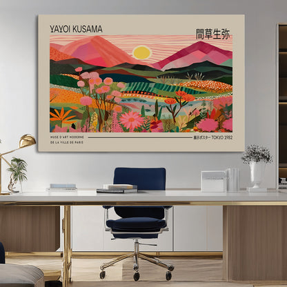 18304-MGV-CV-36X24-Sunset Mountain Landscape Wall Art – Panoramic Abstract Nature Canvas Print, Vibrant Wall Decor for Living Room, Bedroom, Office,