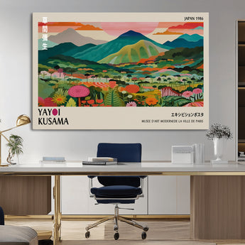 54215-MGV-CV-36X24-Yayoi Kusama Wall Art – Panoramic Japanese Landscape Canvas Print, Modern Abstract Nature Decor for Office, Bedroom or Living Room