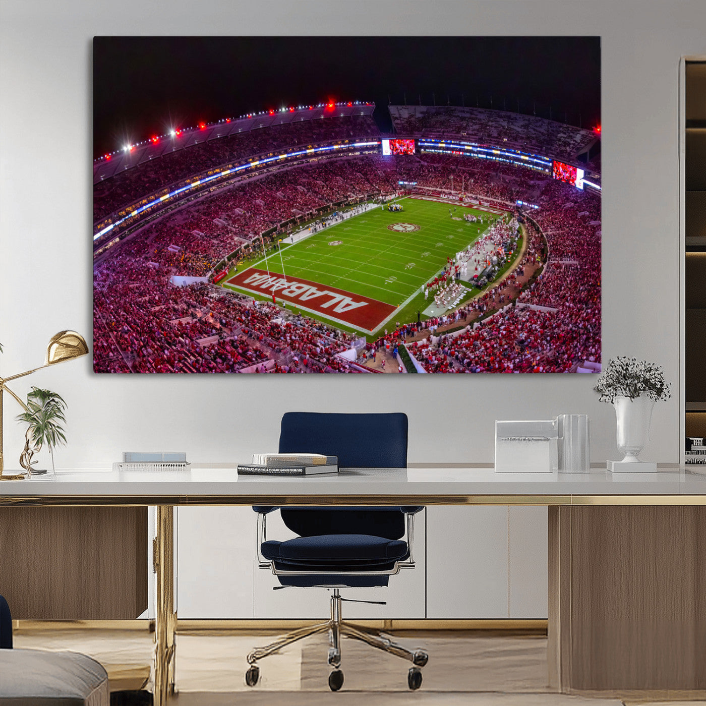 11343-MGV-CV-36X24-Bryant-Denny Stadium Wall Art – Panoramic Alabama Crimson Tide Football Field Canvas Print, Game Day Decor for Office, Man Cave or