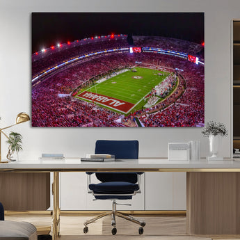 11343-MGV-CV-36X24-Bryant-Denny Stadium Wall Art – Panoramic Alabama Crimson Tide Football Field Canvas Print, Game Day Decor for Office, Man Cave or
