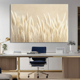 81444-MGV-CV-36X24-Pampas Grass Wall Art Canvas Print, Framed Beige Pampas Grass Art Picture Print, Minimalist Beige Perfect Minimalist Nature Decor
