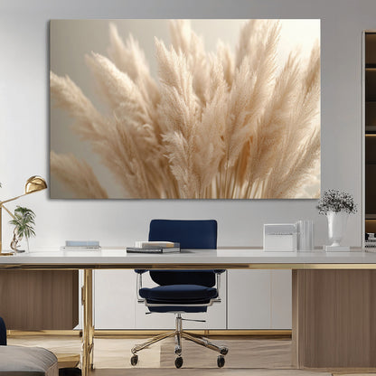 50300-MGV-CV-36X24-Pampas Grass Wall Art Canvas Print, Framed Minimalist Pampas Grass Art Picture Print, Beige Pampas Grass Perfect Minimalist Boho