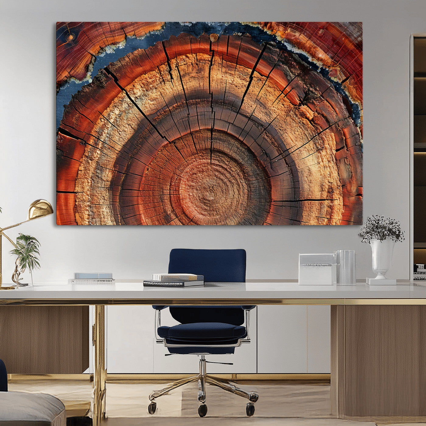 28555-MGV-CV-36X24-Tree Ring Wall Art – Rustic Wood Grain Canvas Print, Natural Texture Abstract Artwork Poster for Living Room, Bedroom, Office,