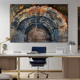 16193-MGV-CV-36X24-Tree Ring Wall Art – Abstract Wood Grain Canvas Print, Rustic Nature Texture Artwork Poster for Living Room, Bedroom, Office,