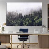 42578900-MGV-CV-36X24-Misty Forest Wall Art – Serene Mountain Pine Tree Canvas Print, Nature Landscape Decor for Bedroom, Living Room, Office or Rustic