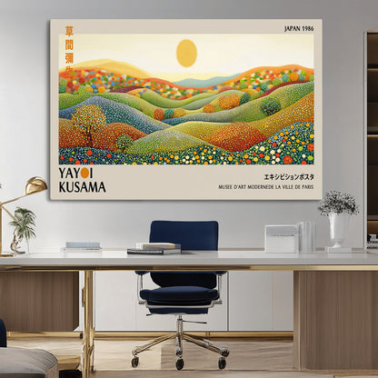 33864-MGV-CV-36X24-Pointillism Yayoi Wall Art Canvas Print, Framed Yayoi Kusama Art Picture Print, Yayoi Kusama Dot Perfect Abstract Nature Decor