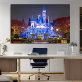 66710-MGV-CV-36X24-Enchanted Castle Wall Art – Magical Night Scene Canvas Print with Glowing Lights, Fantasy Architecture Artwork for Living Room,