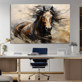 53001-MGV-CV-36X24-Wild Horse Wall Art – Majestic Stallion Canvas Print with Flowing Mane, Rustic Western Style Painting for Living Room, Office or