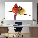67752-MGV-CV-36X24-Cardinal Couple Wall Art – Male and Female Cardinal Canvas Print, Romantic Bird Artwork for Nature Lovers, Living Room, Bedroom,