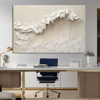 45175-MGV-CV-36X24-Textured Wave Wall Art Canvas Print, Framed Minimal Seascape Art Picture Print, Elegant Wave Perfect Modern Coastal Decor Artwork