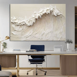 45175-MGV-CV-36X24-Textured Wave Wall Art Canvas Print, Framed Minimal Seascape Art Picture Print, Elegant Wave Perfect Modern Coastal Decor Artwork