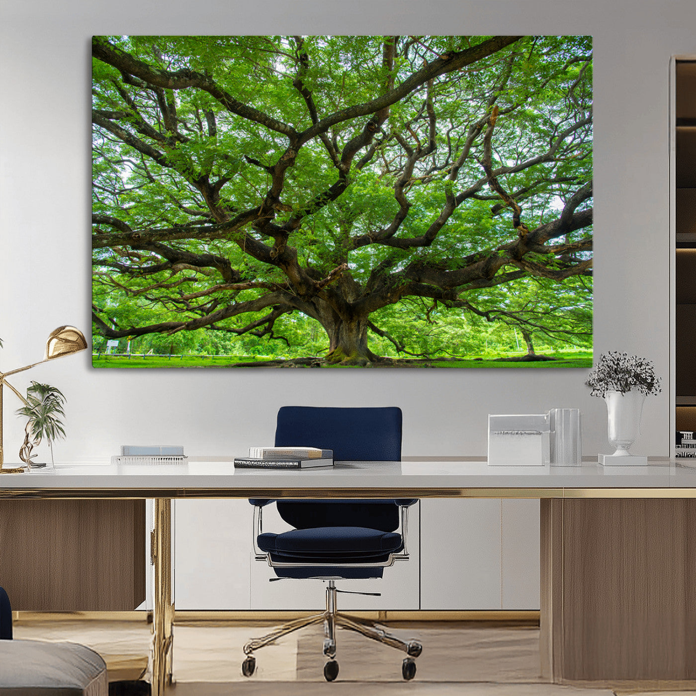 49375306-MGV-CV-36X24-Ancient Tree Wall Art Canvas Print, Framed Sprawling Branches Art Picture Print, Gnarling Tree Perfect Earthy Natural Decor