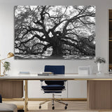 81655611-MGV-CV-36X24-Ancient Oak Wall Art Canvas Print, Framed Twisted Branches Art Picture Print, Gnarled Tree Perfect Moody Nature Decor Artwork