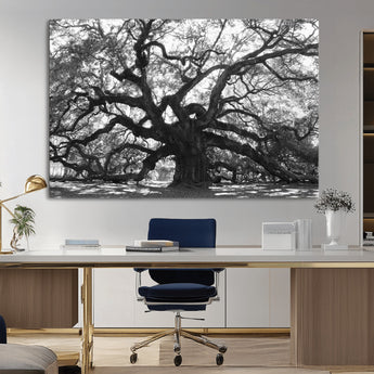 81655611-MGV-CV-36X24-Ancient Oak Wall Art Canvas Print, Framed Twisted Branches Art Picture Print, Gnarled Tree Perfect Moody Nature Decor Artwork